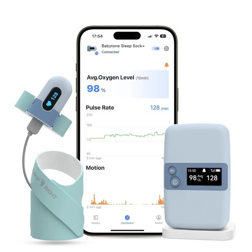Babytone Baby Sleep Monitor with Base Station- Smart Sleep Sock, Tracking Heart Rate