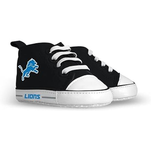 MasterPieces - NFL Baby Pre-Walkers Shoes, Officially Licensed Detroit Lions Football, High Top Sneakers, Soft Anti-Slip Soles, Boys and Girls, 0-6 Months Multicolor