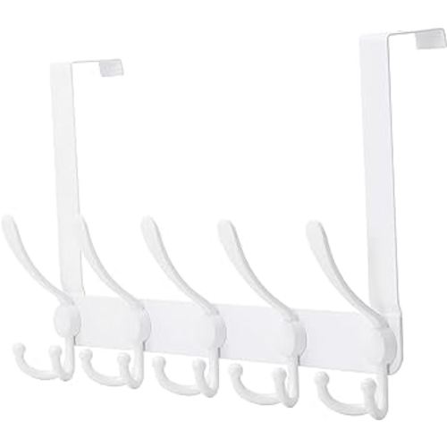Dseap 5 Tri Over The Door Clothes Hanger and Towel Rack, Heavy Duty White