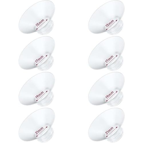 Flange Insert 8PCS 15/17/19/21mm*2Pcs Compatible with Momcozy M9/M6/M5/S12 Pro/V1 Pro/V2 pro, Spectra/Medela/Elvie/NCVI/TSRETE/eufy/Lansinoh/Paruu/MomMed Breast Pump 24mm Shields/Flanges