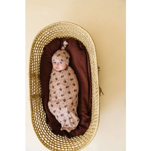 Organic Swaddle Blanket & Hat - Rose Ditsy – Shop Little Cousins