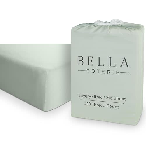 Bella Coterie Luxury Bamboo Viscose Crib Sheet | Organically Grown | Ultra Soft | Cooling for Better Sleep | Deep Pocket Fitted Sheet for Crib & Toddler Mattress | 100% Organically Grown [Sea Glass]