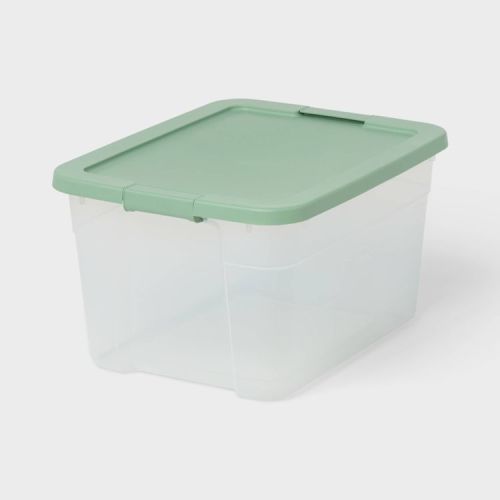 66qt Clear Latching Storage Box Versatile Green Lid and Latch - Brightroom™