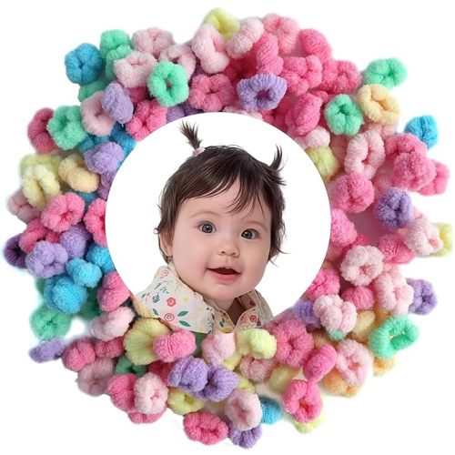 Baby Hair Ties Toddler Hair Accessories No Damage Scrunchies, 120pcs | Easy To Remove, Small Hair Elastics For Kids Little Girls And Thin Hair, Outfits, Cotton Like No Crease