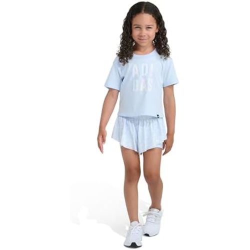 adidas girls 2-Piece Short Sleeve Box Tee & Pleated Skort Set
