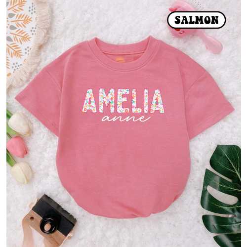 Personalized Baby Girl Romper: Custom Name Summer Outfit