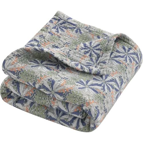 NTBAY Muslin Toddler Blanket, 4-Layer, 30x40 Soft and Breathable Receiving Blanket for Newborns and Infants, Crib Stroller Travel Use, Retro Floral Botanical