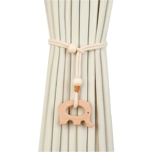 2 Pack Wooden Curtain Tiebacks - Animal Shaped Hand Carved Drapery Holdbacks, Decorative Window Accessories for Living Room, Bedroom (2, Bird)