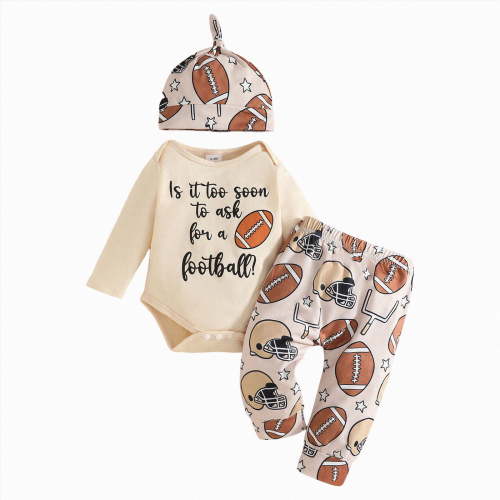 Kogui Baby Warm Clothes Newborn Baby Boy Girl Clothes Outfits Long Sleeve Romper Bodysuit Baby Shower Coming Home Outfit Shirt+Pants+Hat 0 3 6 9 12 18 24 Months,(Beige 0-3 Months)