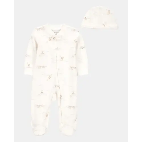 Baby Boy 2-Piece 2-Way Zip Sleep & Play & Cap Set - Cream | Carter's