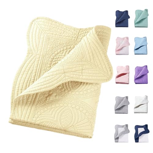 PEACELOVER Embossed Neutral Baby Quilt Durable, Lightweight Baby Blankets Four Seasons for Personlized Monogram Cotton Quilted Blanket Toddler Quilt for Boys and Girls 46x36 Inches (Beige)