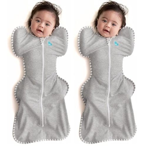 Love to Dream Swaddle UP, Gray, Newborn, 5-8.5 lbs., Dramatically Better Sleep, Allow Baby to Sleep in Their Preferred arms up Position for self-Soothing, snug fit Calms Startle Reflex (Pack of 2)