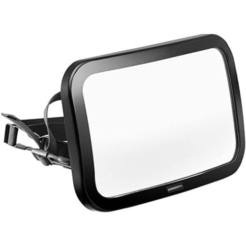 MOMSMENU Baby Car Mirror For Back Seat Rear Facing Car Seat with Baby On Board Sign Sticker Baby Mirror Wide Crystal Clear View Shatterproof Adjustable (11.8x7.48 in)