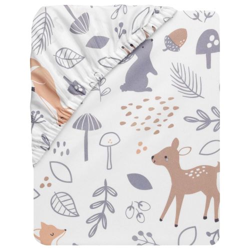 Lambs & Ivy Deer Park Woodland Baby Fitted Crib Sheet in Brown, White and Grey
