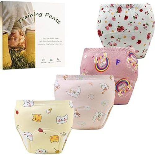 Upairy Training Pants for Boys Girls,Toddler Potty Training Underwear,Leakproof Reusable Kid Confident Panties,Children's Potty Underwear 100% Cotton for 2T-6T(4PCS,S)