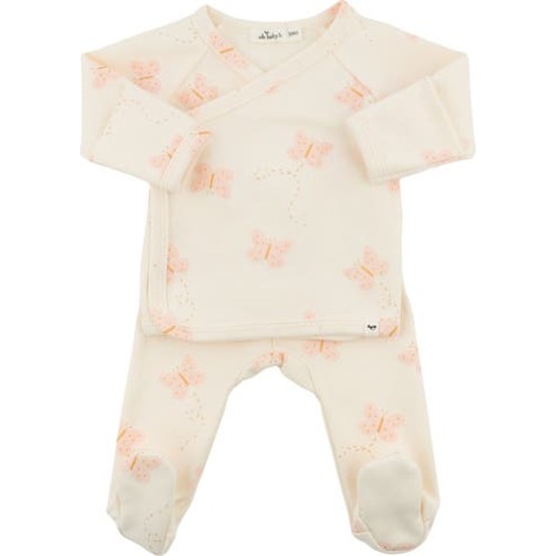 Mini Butterflies Pink Kimono Set, 6M