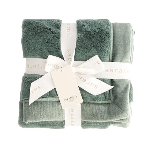 Saranoni Luxury Receiving Blankets for Babies | Ultra-Soft Lush and Boutique Quality Baby Blanket | Eucalyptus - 40” x 30” | Ultra-soft receiving blanket with plush comfort and a cozy feel for newborns, infants, and everyday baby use.