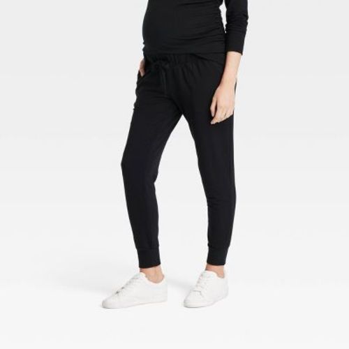 Knit Maternity Joggers - Isabel Maternity by Ingrid & Isabel™ Black L: Recycled Polyester, Rayon, Spandex, Mid Rise, Ankle Length