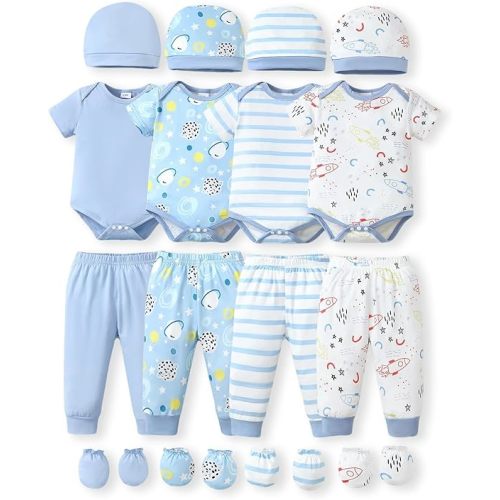 NZRVAWS Newborn Baby Boy Girl Clothes Unisex Preemie Infant Must Have Pants Set Outfits 0-18 Months 20 Pcs Essentials Gift