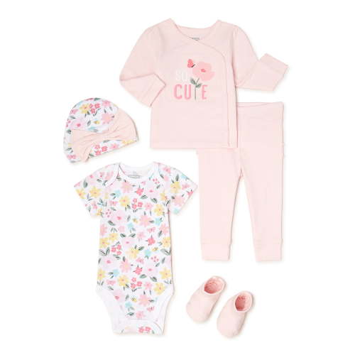 Garanimals Newborn Baby Girl Shower Gift Set, 5-Piece, Newborn-6/9 Months