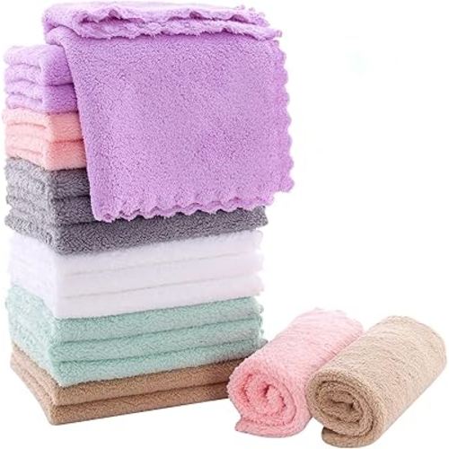 Sunny zzzZZ 18 Pack Microfiber Cleaning Cloth - Super Absorbent 10 × 10 Inch Reusable Cleaning Rags, Premium Dish Cloths, Coral Fleece Cleaning Towels, Nonstick Oil Washable Fast Drying (Multicolor)