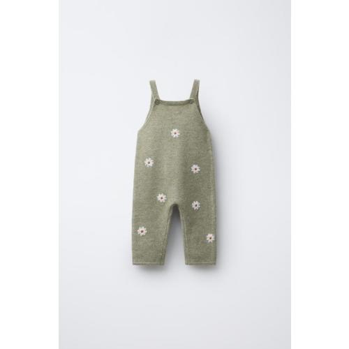 DAISY EMBROIDERED LONG OVERALLS - Light green | ZARA United States 3 - 16 months