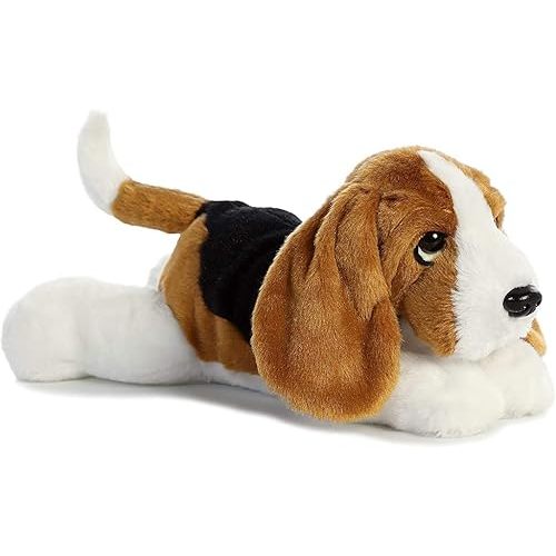 Aurora® Adorable Flopsie™ Basset Hound Stuffed Animal - Playful Ease - Timeless Companions - Brown 12 Inches