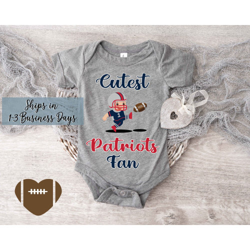 Cutest Patriots Fan Babysuit Bodysuit, Personalized Football Fan baby clothes L-0099