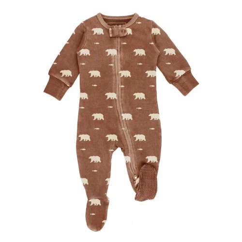 Latte Bear Cozy Printed 2-Way Zipper Footie