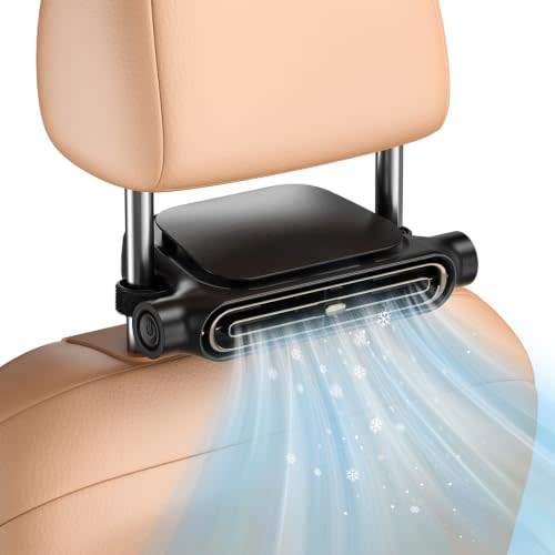 USB Car Seat Fan for Backseat - 3 Speeds (No Battery, Not Rechargeable) | Quiet Mini Portable Neck Fan for Car Accessories, Cooling Fans for Baby Kids Rear Facing, Carseat Fan for Jeep SUV Van Truck