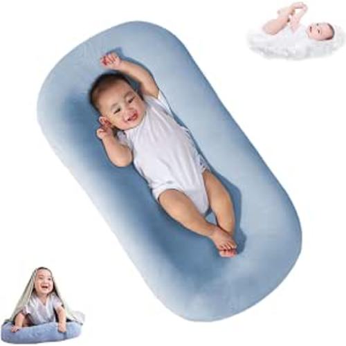 Infant Support Cushion - Baby Support Cushion with Cover for Newborn, Portable Tummy Time Mat for Home and Travel, Supervised Use (Blue 0-12month)
