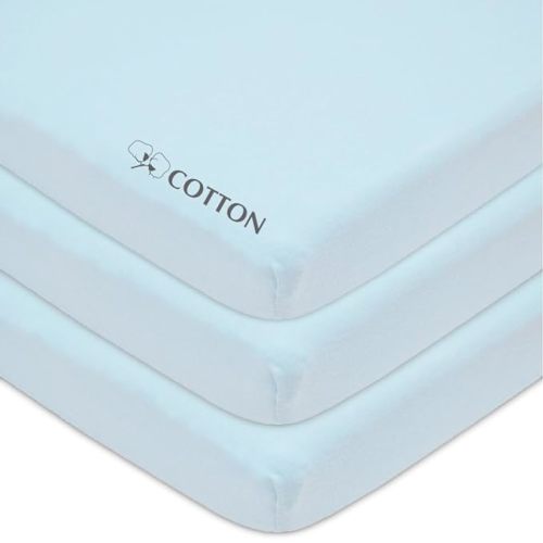 American Baby Company 3 Pack 100% Natural Cotton Fitted Mini Crib Sheets 38" x 24" - Soft & Breathable Small Nesting Portable Sheets, Fits Pack N Play Mattresses, Celery, for Boys & Girls