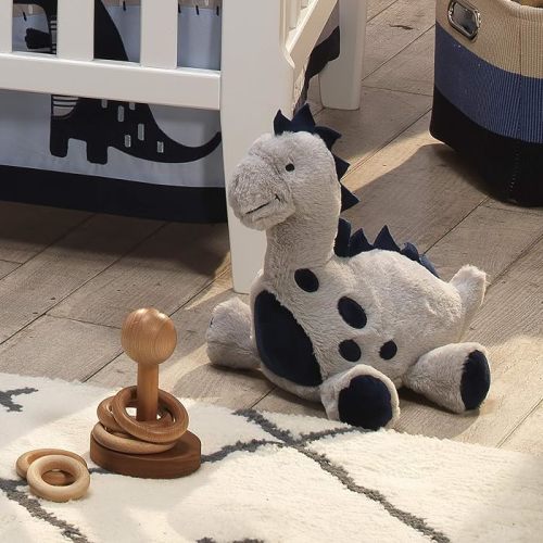Amazon.com: Lambs & Ivy Baby Dino Blue/Gray Plush Dinosaur Stuffed Animal Toy Plushie | Sits 9 Inches Tall, Ultra-Soft Gray Faux Fur w/ Navy Velour and Embroidery, All Ages, Named Spike : Toys & Games