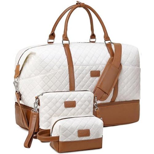 Weekender Bag, Large Travel Duffel Bag for Women, Carry on Overnight Bag with Shoe Compartment and Toiletry Bags