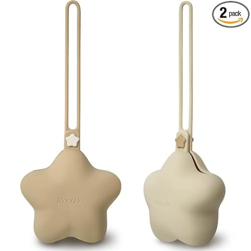 Moonkie Silicone Pacifier Holder Case, Cute Portable Pacifier Storage Case, 2 Pack