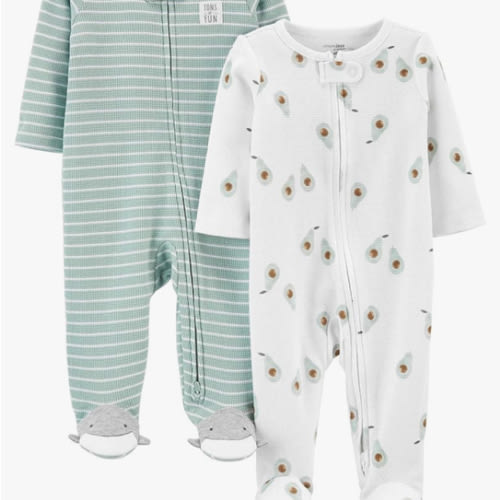 Simple Joys by Carter's Baby 2-Way Zip Thermal Footed Sleep and Play, Pack of 2