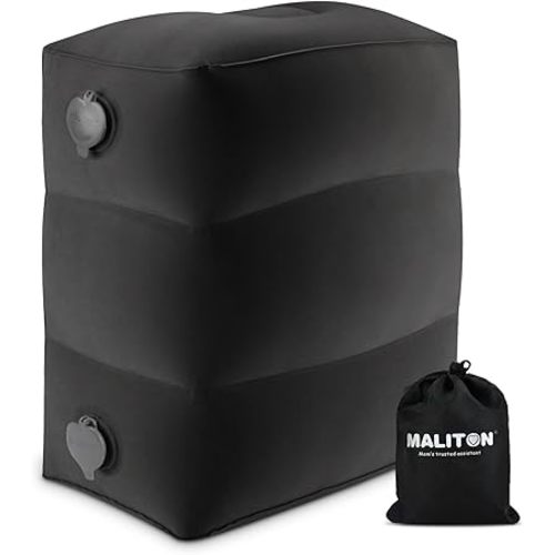 Maliton Inflatable Travel Foot Rest Pillow, Toddler Airplane Bed, Car Seat Foot Rest for Kids, Adjustable Height Leg Rest Pillow for Airplane, Home, Office(Black, 1 Pack)