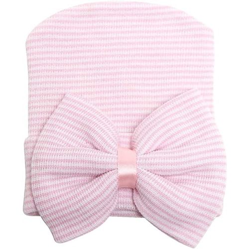 Zando Hospital Newborn Hat Girl with Bow Infant Baby Beanie First Photos