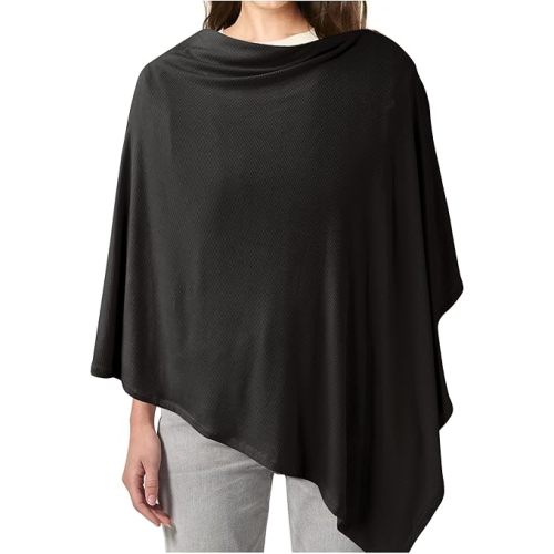 Konssy Knit Nursing Cover for Breastfeeding, 360° Full Privacy Breathable Breastfeeding Cover, Multi-use Carseat Canopy(Black)