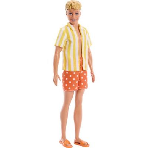 Barbie Fashionistas Style Ken Doll #252 in Orange and Yellow Polka-Dot Shorts Yellow and White Striped Shirt Blond Hair