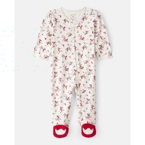 Baby Girl Bow Floral Print 100% Cotton Sleep & Play Pajamas - White/Red - Carter's | Carter's