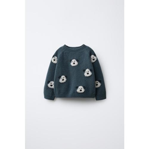 EMBROIDERED PUPPY KNIT SWEATER - Deep blue | ZARA United States