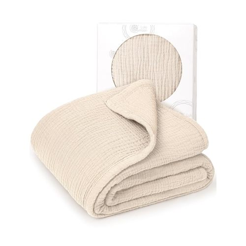 lulumoon Muslin Quilt Blanket, Crib Blanket for Baby and Toddler,47x47 Inches(Ivory)
