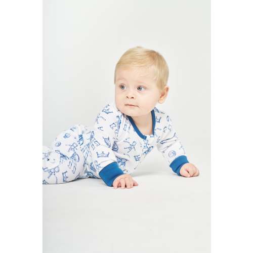 David & Goliath Blue PJ Footed Onesie Cotton – Holy Pals