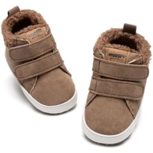 HsdsBebe Baby Ankle Boots Infant Boys Girls Fleece Booties Anti-Slip Soft Sole Sneakers Toddler Newborn Walking Crib Shoes