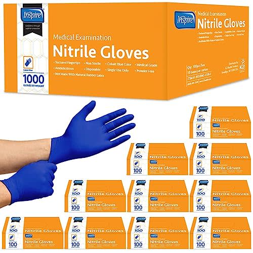 Inspire Nitrile Exam Gloves | The Original Quality Stretch Nitrile Cobalt Blue | 4.5 Gloves Disposable Latex Free Medical EMT