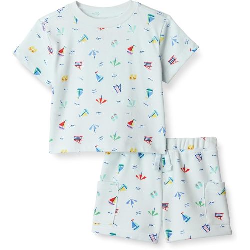 Amazon Essentials x Sofia Grainge Babies, Toddlers, and Boys' T-Shirt and Short Play Set, Multipacks