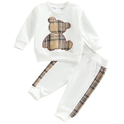 Mubineo Baby Boy Clothes Cute Bear Outfits Girl Newborn Shirt Tops Sweatshirt Toddler Sweat Pant Set Fall Winter Outfit