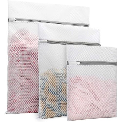 Muchfun 5Pcs Durable Honeycomb Mesh Laundry Bags for Delicates (1Large, 2Medium, 2Small)