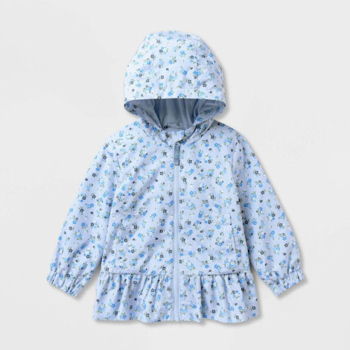 Cat & Jack Baby Girls' Floral Print Ruffle Waist Rain Jacket